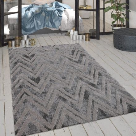Szürke szőnyeg rövid szálú 3D hatású design szőnyeg 80x300 cm