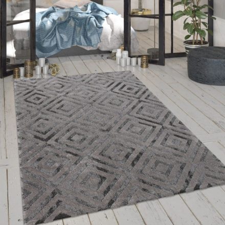 Szürke szőnyeg rövid szálú design szőnyeg rombusz mintával 80x150 cm