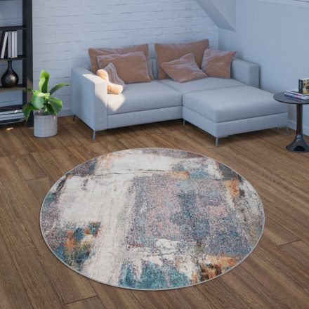 Kültéri és beltéri szőnyeg festett vintage hatású színes 160 cm kör alakú
