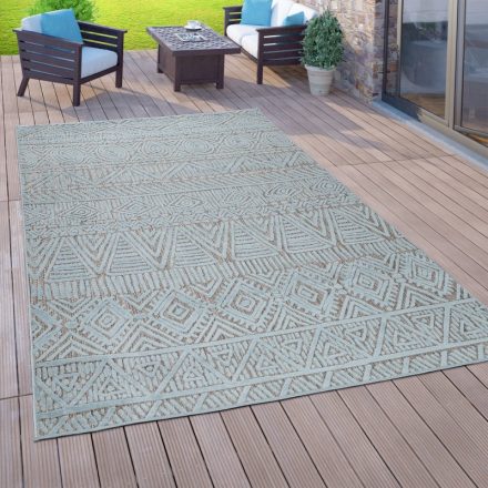 Kültéri és beltéri szőnyeg 3D design ethno - türkiz 160x220 cm