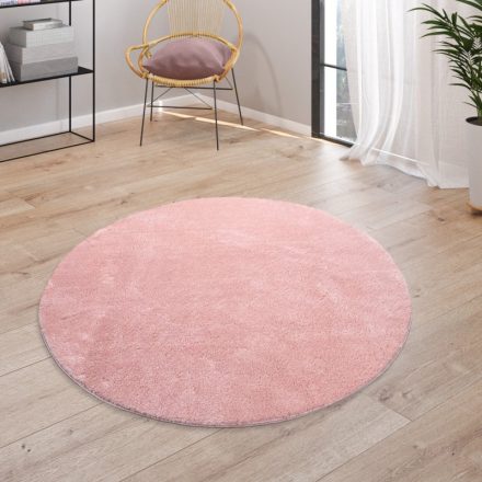 Rózsaszín puha mosható szőnyeg 200 cm kör alakú