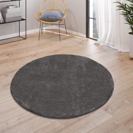 Antracit puha mosható szőnyeg 80 cm kör alakú