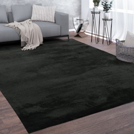 Fekete puha mosható szőnyeg 80 cm kerek szőnyeg