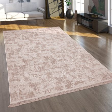 Klasszikus keleti mintás szőnyeg mosható rojtos pasztel bézs 120x180 cm