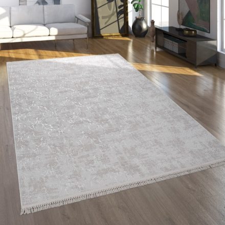 Klasszikus keleti mintás szőnyeg mosható rojtos pasztel krém 120x180 cm