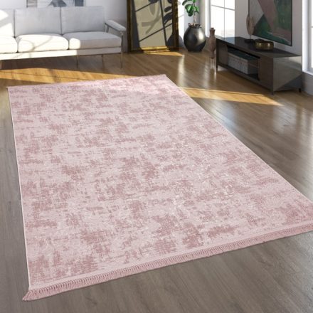 Klasszikus keleti mintás szőnyeg mosható rojtos pasztel rózsaszín 120x180 cm