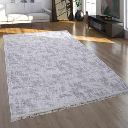 Klasszikus keleti mintás szőnyeg mosható rojtos szürke 120x180 cm