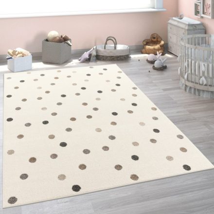 Nagyméretű kislány szőnyeg pöttyös krém gyerekszőnyeg 200x280 cm