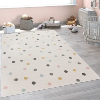 krem-szines pottyos gyerek szonyeg kislanyoknak 120 cm kerek