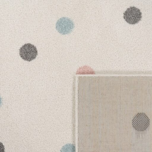 Gyerekszoba szőnyeg kislány - színes pöttyös, játszószőnyeg, krém, 80x150 cm