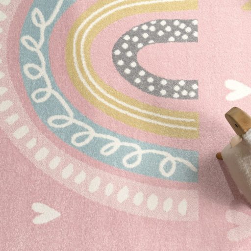 szivarvany mintas rozsaszin nagy gyerekszonyeg kislanyoknak 200x280 cm