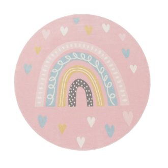 rozsaszin szivarvany gyerekszonyeg kislany szobaba 160 cm kerek