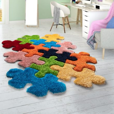 Designer Shaggy szőnyeg puzzle színes 140x200 cm