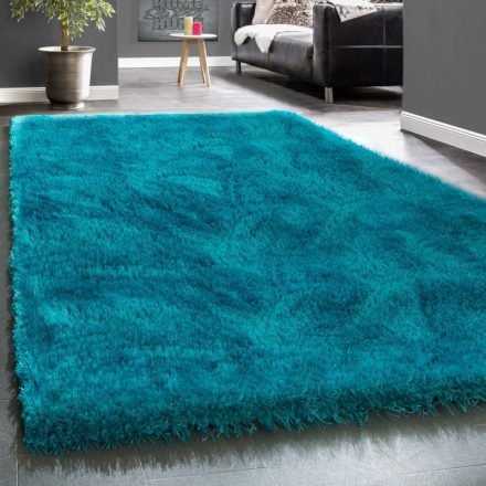 Elegáns Shaggy szőnyeg egyszínű bolyhos szőnyeg türkiz 80x150 cm