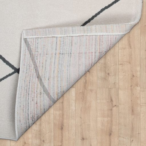 Feher nappali szonyeg rovid szalu skandinav rombusz mintaval 120x170 cm