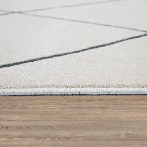 Feher nappali szonyeg rovid szalu skandinav geometria mintaval 60x100 cm