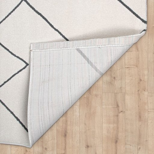 Feher nappali szonyeg rovid szalu skandinav geometria mintaval 80x150 cm
