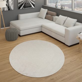 Egyszinu krem modern szonyeg nappaliba 120 cm kerek
