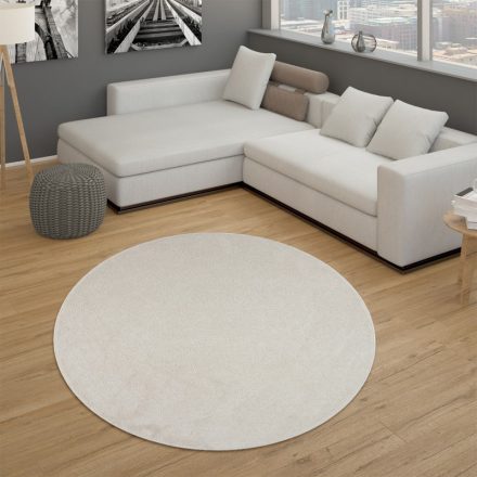 Egyszínű modern szőnyeg krém 160 cm kör alakú