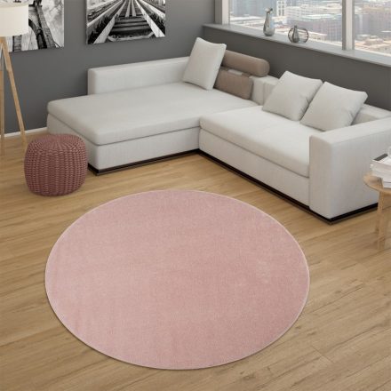 Egyszínű modern szőnyeg - rózsaszín 120 cm kör alakú