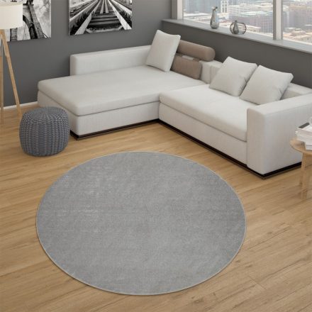 Egyszínű modern szőnyeg ezüstszürke 120 cm kör alakú