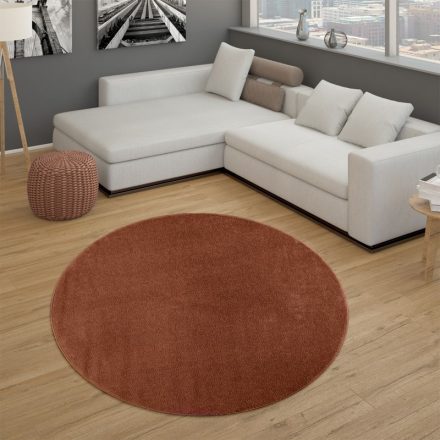 Egyszínű modern szőnyeg rozsdabarna 120 cm kör alakú
