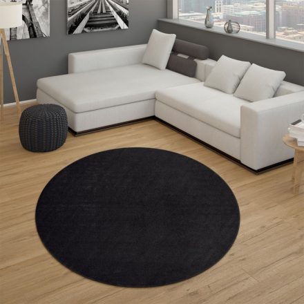 Egyszínű modern szőnyeg - fekete 120 cm kör alakú