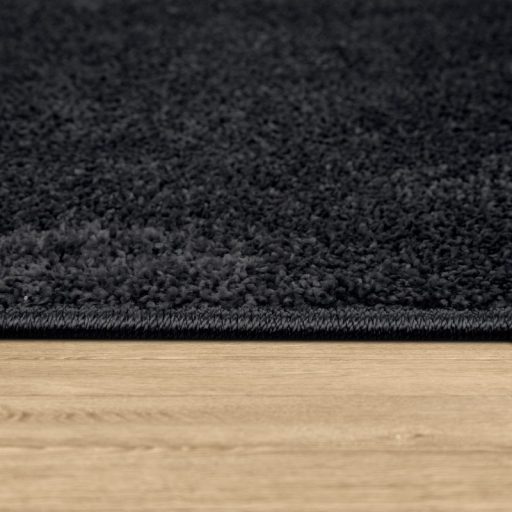 Egyszinu fekete modern szonyeg nappaliba 120 cm kerek