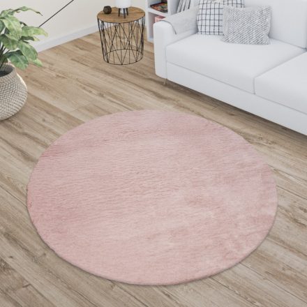 Shaggy szőnyeg mosható plüss hatású szőnyeg - rózsaszín 100 cm kör alakú