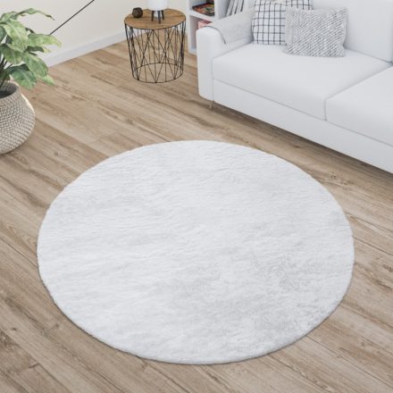 Shaggy szőnyeg mosható plüss hatású szőnyeg - fehér 100 cm kör alakú