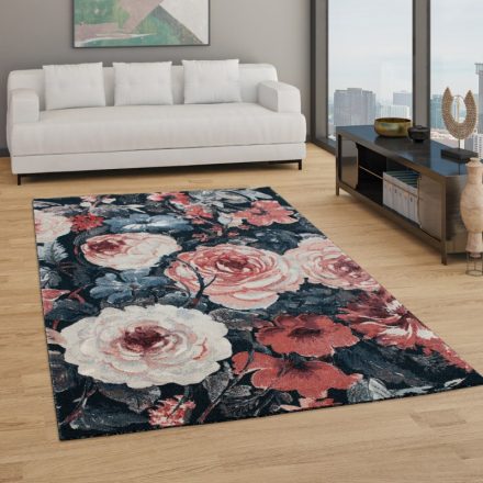 Színes szőnyeg rövid szálú design szőnyeg dekoratív virágok 80x150 cm