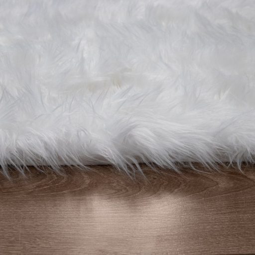 Kerek szőnyeg - Fehér puha szőrme hatású nappali szőnyeg 120 cm kör