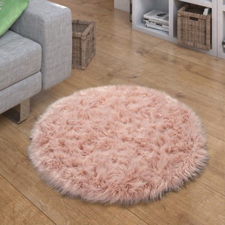 Rózsaszín puha szőrme hatású szőnyeg 45 cm kör alakú