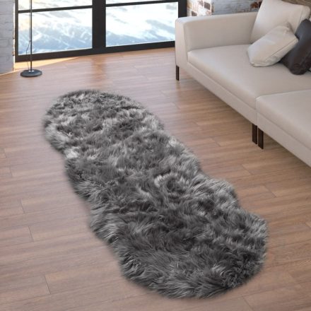Antracit puha szőrme hatású szőnyeg 55x160 cm