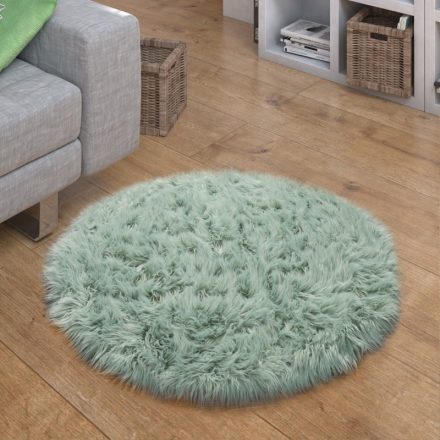 Zöld puha szőrme hatású szőnyeg 30 cm kör alakú