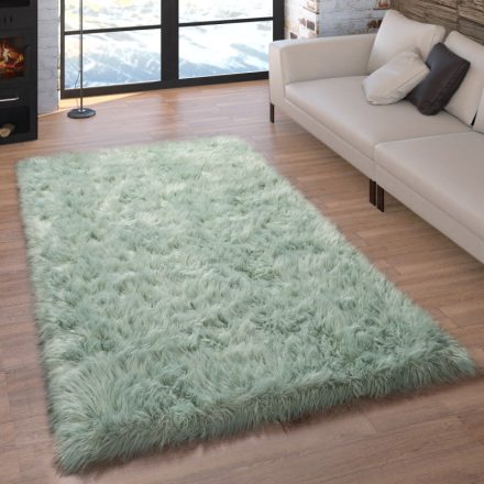 Zöld puha szőrme hatású szőnyeg 60x100 cm