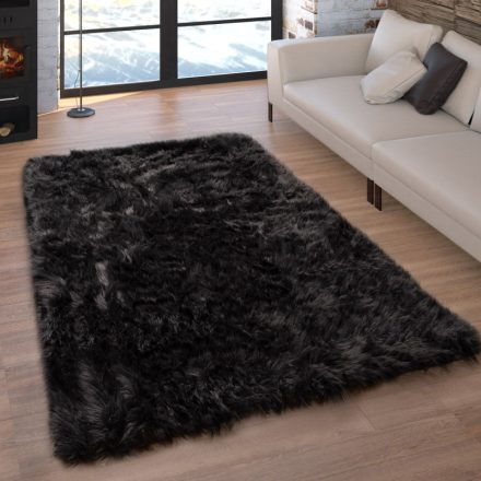 Fekete puha szőrme hatású szőnyeg 60x100 cm