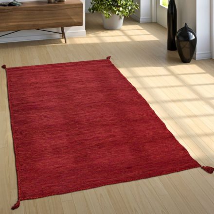 Kézi csomózású pamut szőnyeg - piros 60x110 cm