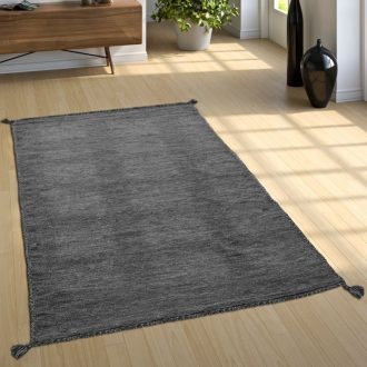 Kilim nappali szonyeg - kezi csomozasu, pamut, szurke, 80x150 cm