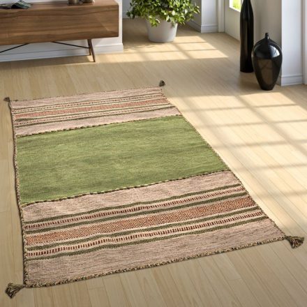 Kézi szövésű pamut Kilim design szőnyeg - zöld 60x110 cm