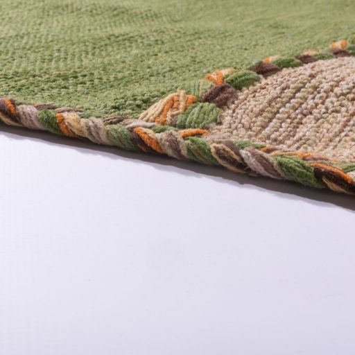 Kilim pamut nappali szonyeg - kezi szovesu, csikos, zold, 240x340 cm