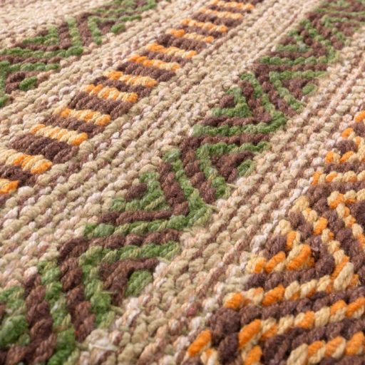 Kilim pamut nappali szonyeg - kezi szovesu, csikos, zold, 240x340 cm