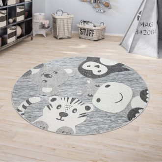 Kerek szonyeg, gyerekszoba szonyeg szurke motivummal 120 cm kor