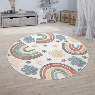 szines szivarvanyos szonyeg vidam gyerekszobaba 200 cm kerek