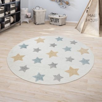 krem kislany jatszoszonyeg csillag mintaval 160 cm kerek