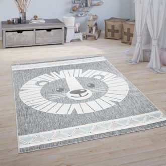 Gyerekszoba szonyeg szurke 3D oroszlan mintaval 80x150 cm