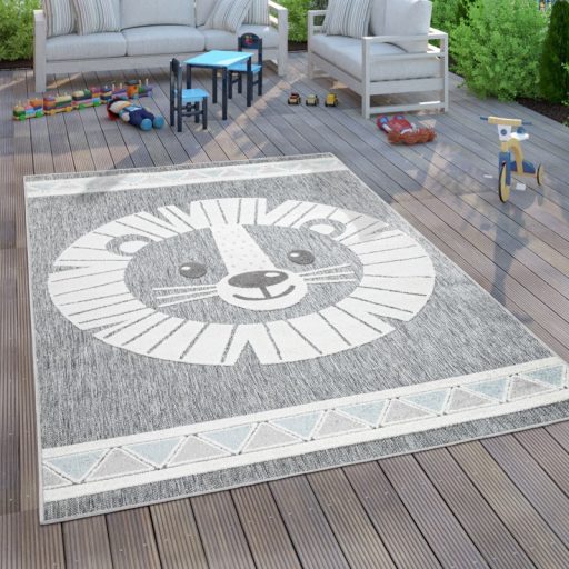 Gyerekszoba szonyeg szurke 3D oroszlan mintaval 80x150 cm