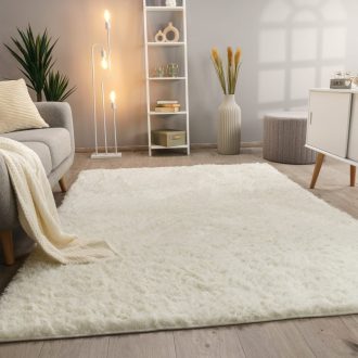 Shaggy szonyeg - bolyhos, puha, csuszasmentes, feher, 60x100 cm, Sunny