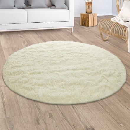 Sunny Shaggy szőnyeg bolyhos puha modern szőnyeg - fehér 80 cm kör alakú