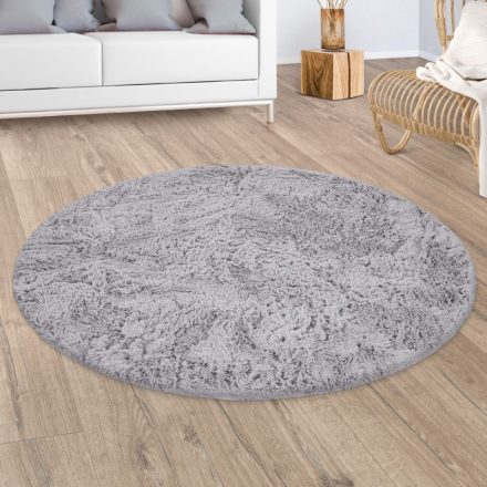 Sunny Shaggy szőnyeg bolyhos puha modern szőnyeg ezüstszürke 80 cm kör alakú